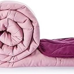 Amazon Brand - Solimo Microfibre Reversible Quilt Blanket, Single, 120 GSM, Mellow Mauve and Royal Violet-32