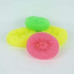 Elkano Nylon Bath Scrubber Sponge Pouf | Exfoliating Body Loofah for Men and Women | Soft & Durable Round Bath Sponge | Set of 4 Multicolor Pieces | Perfect for Daily Bathing and Skincare-image-38