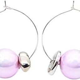 Pink Hoop Earrings with Glossy Beads and Metallic Accents Modern Lightweight Designer Jewelry for Women Trendy Circular Statement Dangler Accessory, Pack of 1-image-17