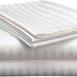 Cool Dealzz 400 TC Premium 100% Cotton Satin Stripe Queen Size Bedsheet with 2 Pillow Covers for Hotels & Homes - (90"X100" - White)-image-4