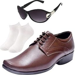 Comfortable l Men Black Lace Formal Shoes with White Socks & Women Gaga Black-image-69