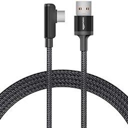amazon basics 3A Charging L Shaped Braided Usb A To Usb Type C Data Cable For Smartphone (Black/White -1.2 Meter), Black-22