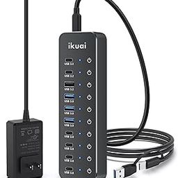 Powered USB Hub, ikuai 10-Port USB 3.2 / USB C Hub, with 3 10Gbps Data Ports and 7 USB 3.0 Ports (4 USB-C + 3 USB-A) for Mac PC Laptops and More-image-7