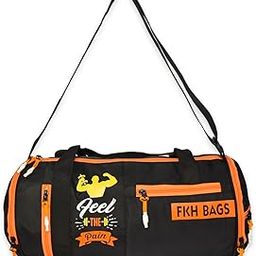 Feel The Pain Gym Bag Men & Women Multicolored Sports Compartment Adjustable Shoulder for Men/Carry Accessories/Fitness Bag/Sports &Travel Bag/Gym kit (Black & Orange.)-image-39
