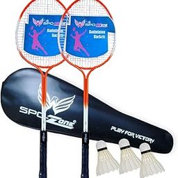 Badminton Racquet Set of 2 with 3 Pieces Feathers Shuttlecock with Badminton Cover Full Combo -Badminton Kit-0