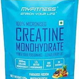 Myfitness 100% Micronized Creatine Monohydrate | 30 Servings | Flavoured | 120g | Creatine Powder With Added Electrolytes (120g (Pack Of 1), Paradise Fusion)-30