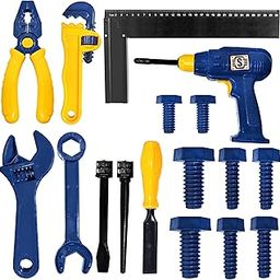 FunBlast Plastic Tool Kit Toys for Kids - Pretend Play Toy, Role Play Engineer Workshop Tool Kit for Kids, DIY Tool Set Play Toys for Kids & Children – (17 PC; Multicolor)-1