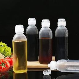 9UP™ Injection Press Oil Bottle Cooking Oil Dispenser Transparent Plastic Oil Container 300ml (Pack of 1)-3