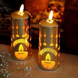 Flameless Diya Flickering Candle, Realistic Moving Flame LED Light-Perfect for Home Decoration, Diwali & Christmas-Battery Operated Electric LED Candles, Tea Lights, Use For Jhoomer (1 Pc/Mix Design)-image-71