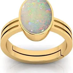anuj sales 14.25 Ratti / 13.00 Carat Natural Certified AA++ Quality Australian White Opal Astrological Purpose Loose Gemstone Panchdhatu Gold Plated Ring for Man and Women-picture-19