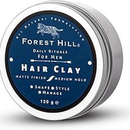 Forest Hill Daily Use Hair Styling Clay For Men, Non Greasy, Lightweight, Natural Look & Medium Hold, Matte Finish, All Natural Formula, Goodness of Shea Butter, Beeswax, Kaolin Clay & Argan Oil, 120g-image-74
