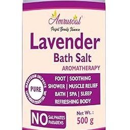 Epsom Salt Enriched With Lavender Oil, Lavender Bath Salt For Bath, Foot, Shower, Sleep, SPA, Aching Muscles & Refreshing Body (500g)-image-55