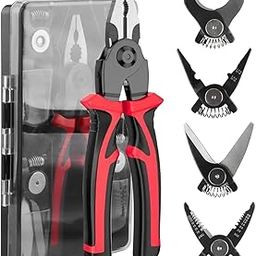 Defflo 5 in 1 Combination Plier Tool Set, Includes Cable Cutters, Wire Stripper, Crimping Plier, Linesman Pliers, Scissor Interchangeable Pliers with Storage Case-13