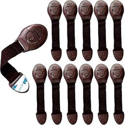 BabyPro (Pack of 12) Baby Infant Child Proofing Safety Locks Latches for Door, Cupboard, Cabinet, Fridge, Drawer Locks, Toilet Seats, Child Safety Cabinet Locks, Child Proof Cabinet Latches (Brown)-13