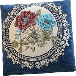 THE STYLE SUTRA Floral Pillow Cover Bedroom Soft 18x18inch Sofa Couch Decorative Pillow Case Deep Blue-78