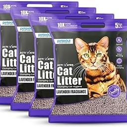 PETOSKA Cat Litter- 20Kg | Lavender Fragrance | Scoopable Bentonite Clay Cat Litter | Advanced Clumping Scented Litter Sand | 99.9% Dust Free | Natural | Odour Control Pack of 4-image-83
