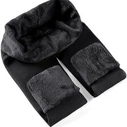 Winter Warm Fleece Lined Leggings for Women，High Waisted Thick Thermal Velvet Tights, Black, Large-image-85