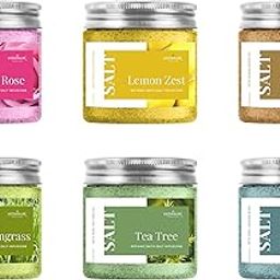 Premium Bath Salt Infusion Super Saver Combo Rose, Lemon, Sandalwood, Lemongrass, Tea Tree, Jasmine - Pack of 6 Jars 100 Gm Each-18