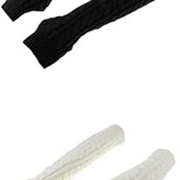 LICHTS®2 Pairs Women Winter Knit Long Fingerless Gloves Thumbhole Arm Warmer Mitten|Clothing Shoes & Accessories | Womens Accessories | Gloves & Mittens|2 Pairs of Long Arm Warmer-image-67