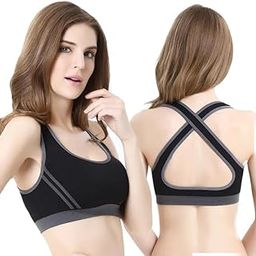 JAGMOOLYA Products Women's Padded Sportwear Fitness Activewear Clothing Gym Sport Bra Cross Back Design (Black)-picture-51