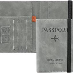 Grey RFID Blocking PU Leather Travel Passport Holder Cover Travel Wallet Organiser Passport Case Travel Document Organiser for Men & Women (Multicolor)-image-22