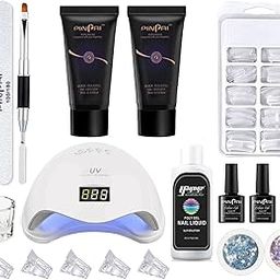 Store2508 Nail Extension Poly Nail Gel Kit with Top Coat Base Coat UV Nail Lamp-8