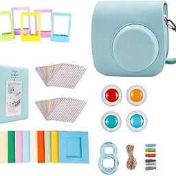 SECRET DESIRE for Compatible with Fujfilm Instax Mini 9 Camera Pu Case Filter+Close Up Lens Gift Set Ice Blue-image-37