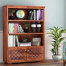 SHREE NATURAL® Solid Sheesham Wood Book Shelf | Wooden Bookshelf for Home Library | sheesham Wood Book Shelves Open Bookcase Books Rack | Display Unit Book Stand for Home (Honey Finish)-5