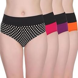 selfcare Womens 100% Pure Soft Cotton Sinker Tummy Control/Tummy Tucker Hipsters Panties with Soft High Waist Elastic Band -Pack of 4-picture-44