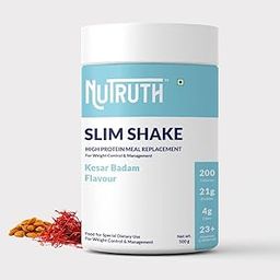 NUTRUTH-High Protein Meal Replacement Kesar Badam Flavoured Slim Shake | 21 Gm Protein/Serving | Weight Control & Management Protein Shake (500 Gm)-24