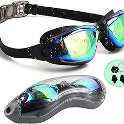 CABLE HUNTER® Anti fog Protection Clear Anti-UV Swimming Goggles with Adjustable Strap, Free Nose Clip, Ear Plugs [Rainbow]-image-71