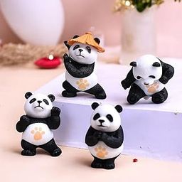 ascension 4 Pieces of Kung Fu Panda Miniature Set Unique Gifts for Girlfriend Boyfriend Panda Miniature Set for Garden Décor, Living Room, Office, Restaurant Decoration, Doll House Decor-image-15