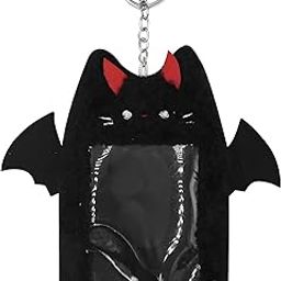 Photocard Holder, Plush Photo Clip Keychain, Black Cat Photo Card Holder,Suitable for Saving Football Cards ID Cards Commemorative Photos Bus-picture-44