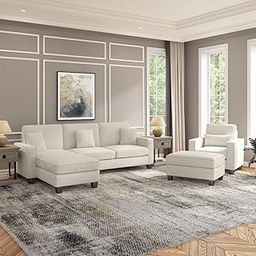 Torque - Moscow 1 Seater + 4 Seater L Shape Fabric Sofa Set (Left Side, Beige) with Ottoman for Living Room|Bedroom,Office,Home Furniture |3 Year Warranty-image-41