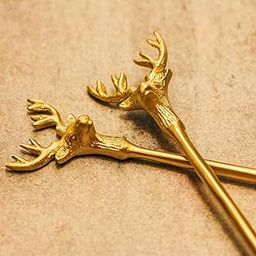 Ambi Brass Reindeer Head Cocktail Stirrers - Set of 2-image-8