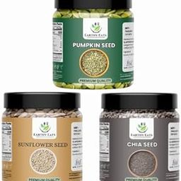 Earthy Eats Raw Pumpkin, Sunflower, Chia Seeds - 250gm(each) | Raw Edible Seeds Combo | All Premium. [Jar Pack]-image-52