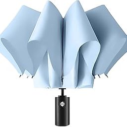 CONFLICT Compact Windproof Travel Umbrella – 42” Lightweight Folding Umbrella with 9 Fiberglass Ribs, Auto Open/Close, Portable, Water Resistant – Includes Lifetime Replacement – Blue-10