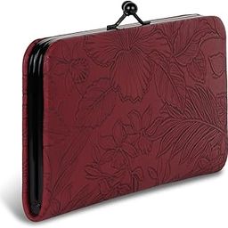 Wallet for Women Stylish Latest Floral Flower Printed Clutches Vegan Leather Mobile phone Holder Card Slots Kiss Lock Zip Pocket Hand Clutch for Daily Use Girls Gift Party Ladies Purse (Maroon)-15