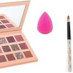 Preyansh Nude Eyeshadow Palette 18 Color Makeup Palette Highlighters Eye Make Up High Pigmented Professional With Makeup Brush & Beauty Blender Sponge Puff, Matte & Shimmery Finish-image-51