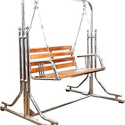 VNF Stainless Steel Silver 2-Seater Swing Jhula with Stand - 350Kg Capacity | Indoor & Outdoor Garden Porch Swing | Sturdy, Portable and Durable Jhula for Home Balcony - S1-024-image-68