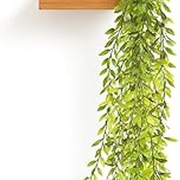 Kuber Industries Plastic Artificial Vine Plant with Pot | Decorative Flower Pots for Living Room | Fake Hanging Leaves | Falling Plants for Home and Office Decor | 80 Pot - White-2
