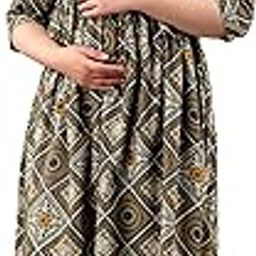 Women's Cotton Maternity Dress Pregnancy Casual Long Sleeve Dual Zipped for Feeding Nursing Maternity Comfort Dress Kurti-image-6