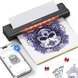 A41 Tattoo Transfer Printer, Wireless Tattoo Printer Machine with 10pcs Paper, 2600mA Portable Thermal Tattoo Stencil Printer for Tattoo Artist & Beginners, Compatible iPad, Phone & PC-picture-18
