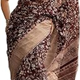 Women's Cotton Blend Kalamkari Printed Saree with Blouse Piece-image-33