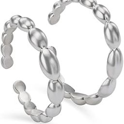 Embossed Elegance Silver Toe Ring for Women-image-57
