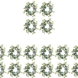 16pcs Table Home Parties for Wreaths Wreath Leaves Rings, Pillar Holder Party Wreath, Napkin Outdoor Wedding Small Wreaths, Pillars Tabletop Flower Candle Christmas Easter-image-20