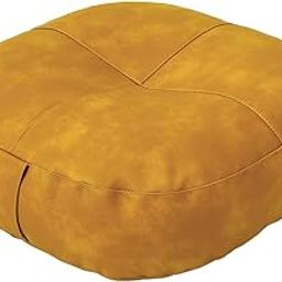 Round Floor Pillow Decorative Ottoman Pouf for Balcony Adults Indoor Outdoor Yellow-image-31