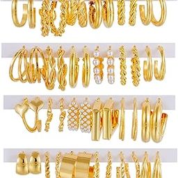 Jewellery Gifts Stylish Latest Western Ear rings Gold Plated Hoops Combo of 24 Pairs Earrings Set for Girls and Women (YBEAR_33418) (Gold)-2
