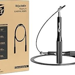FirstFit Metallic Handle Skipping Rope with Ball Bearings and Anti-skid Handles for Men, Women, Kids, Girls for Speed Training, Endurance Training and Fitness (Black) - Adjustable Length-13