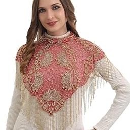 Women's Net Hand Bead Embroidery Designer Short Cape Poncho CN C-16-image-3